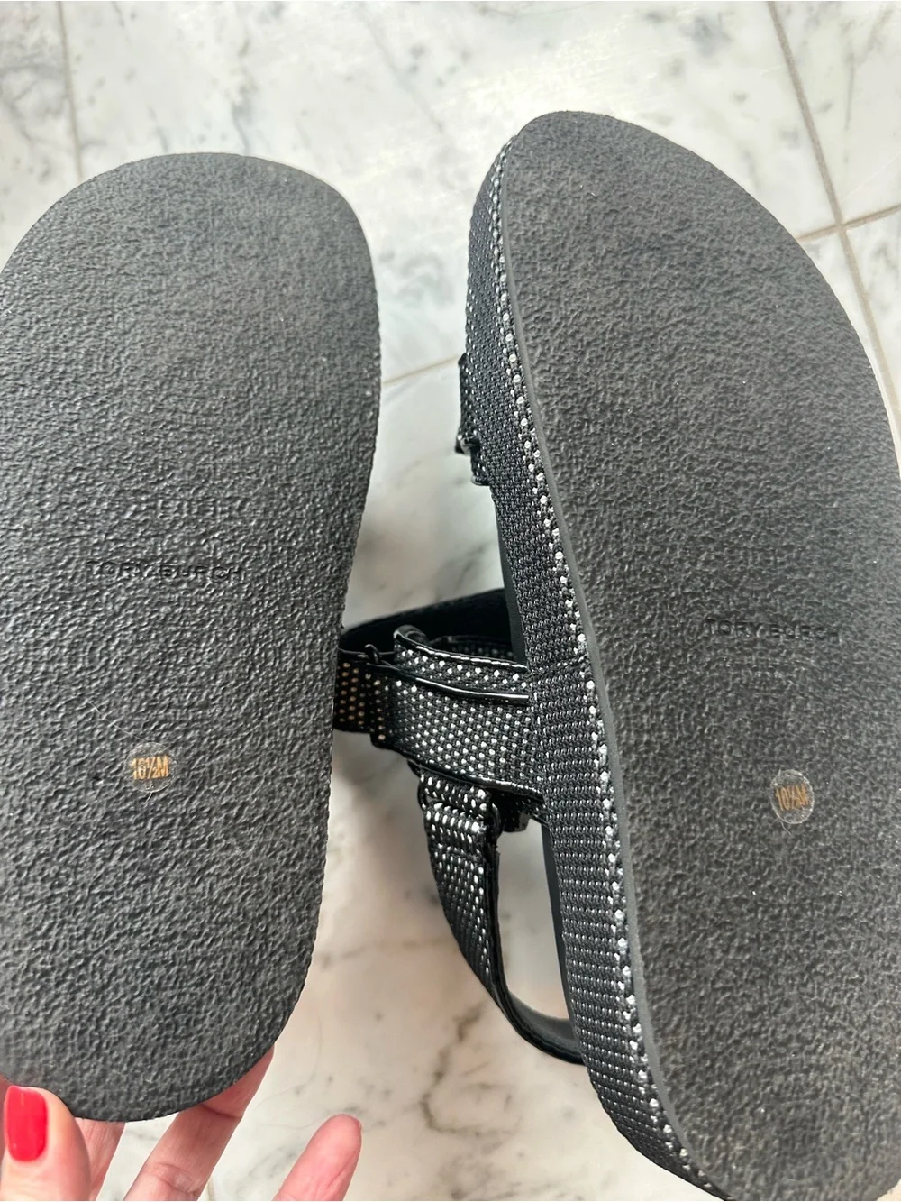 Tory Burch Black Studded Double-Strap Sport Sandals - Picture 3 of 4
